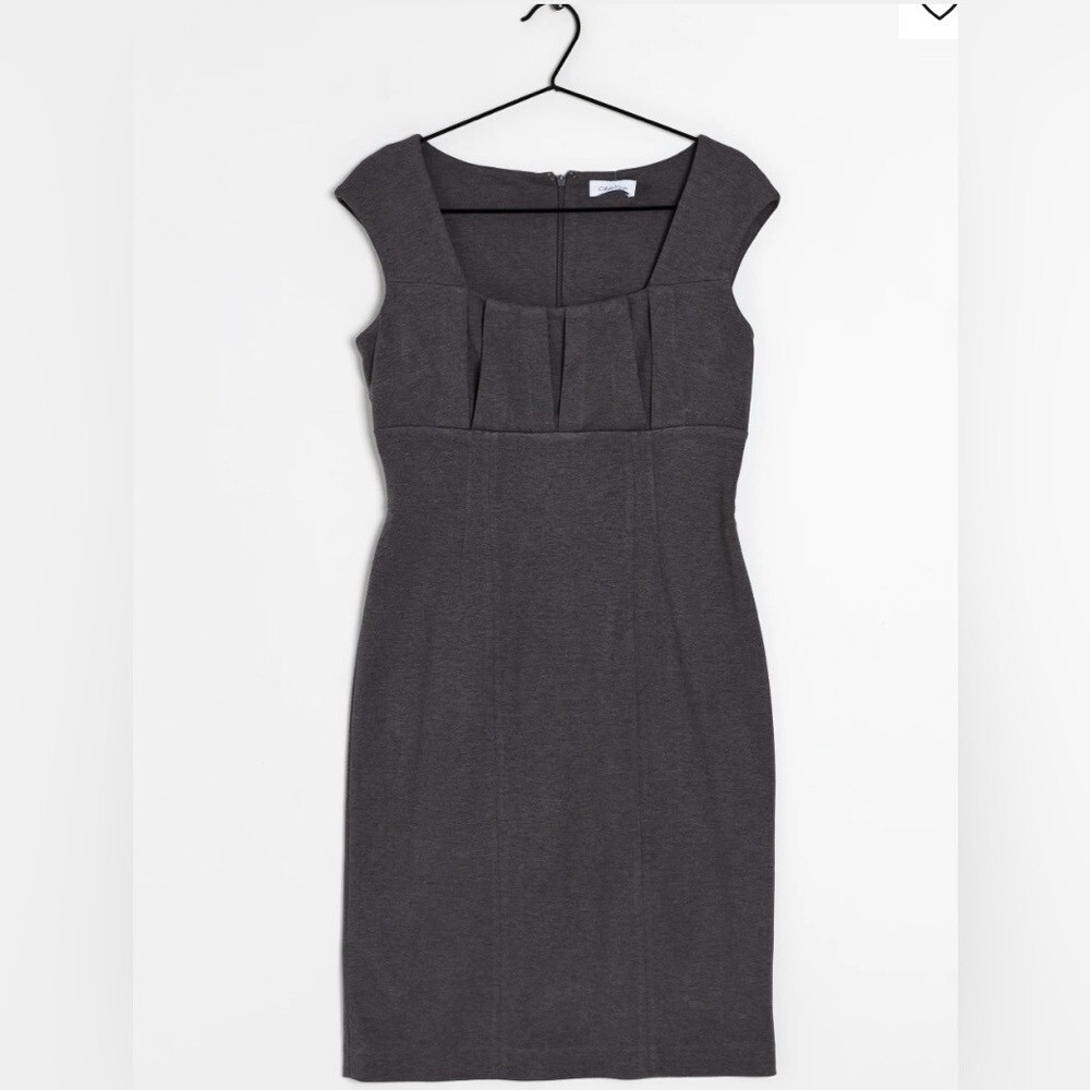 Calvin Klein gray Cap-Sleeve Midi Sheath Dress - womens size 8